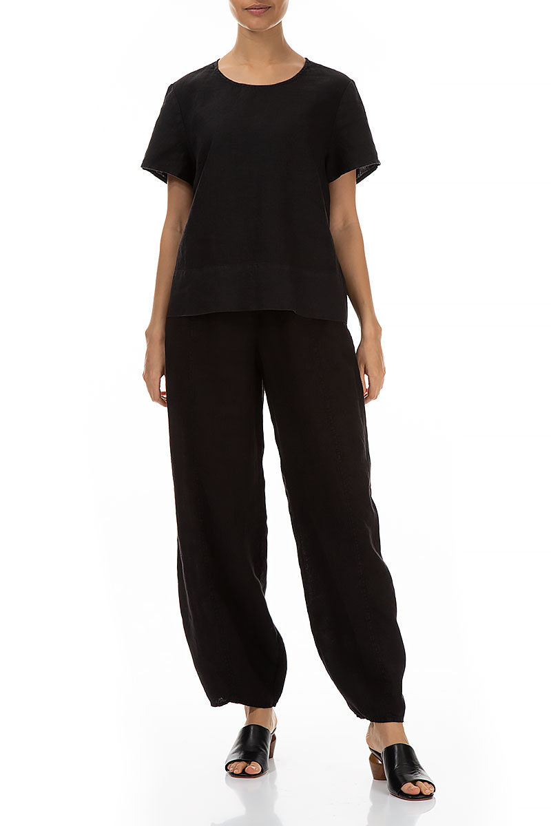 Minimalist Black Linen Blouse 4