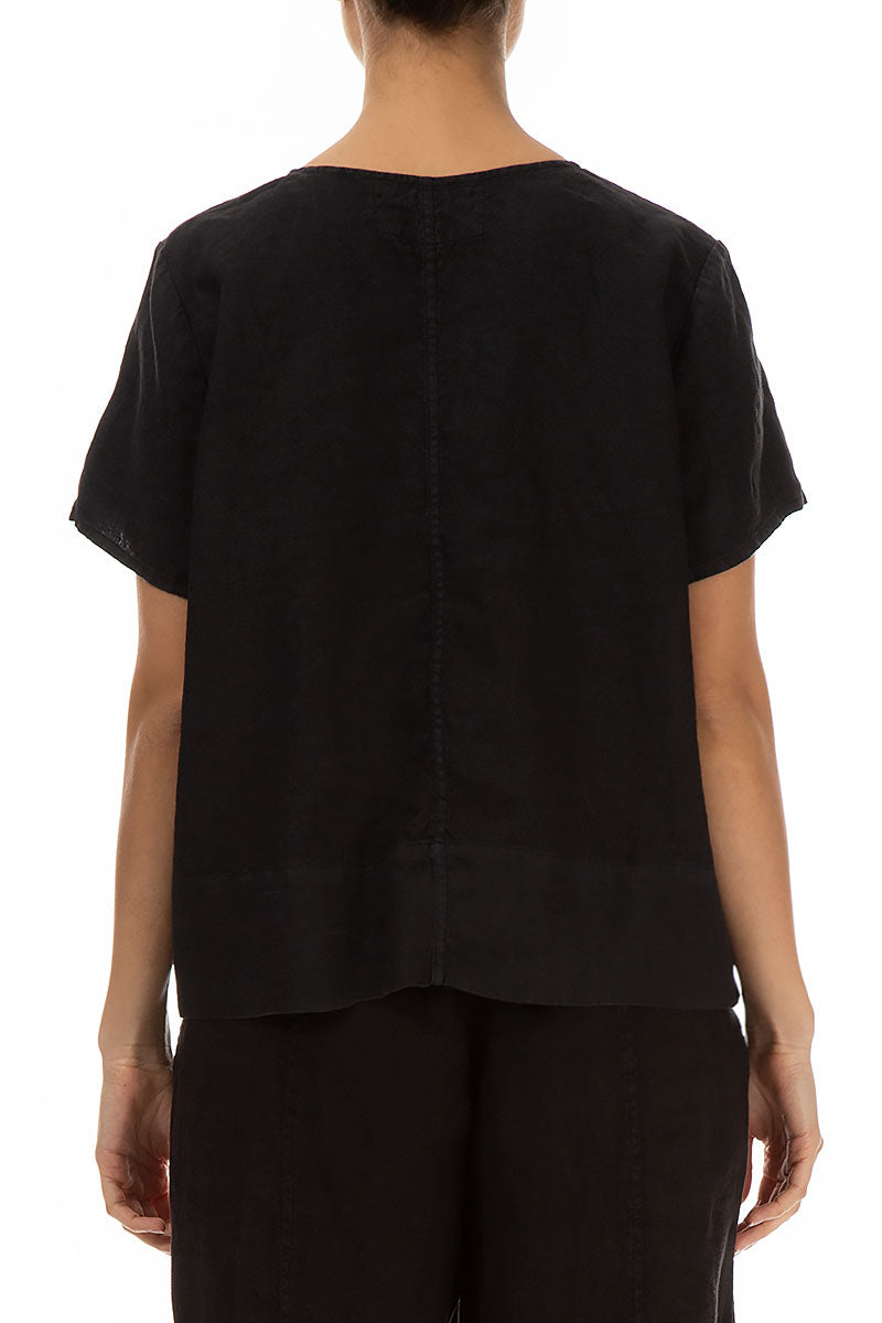 Minimalist Black Linen Blouse 2