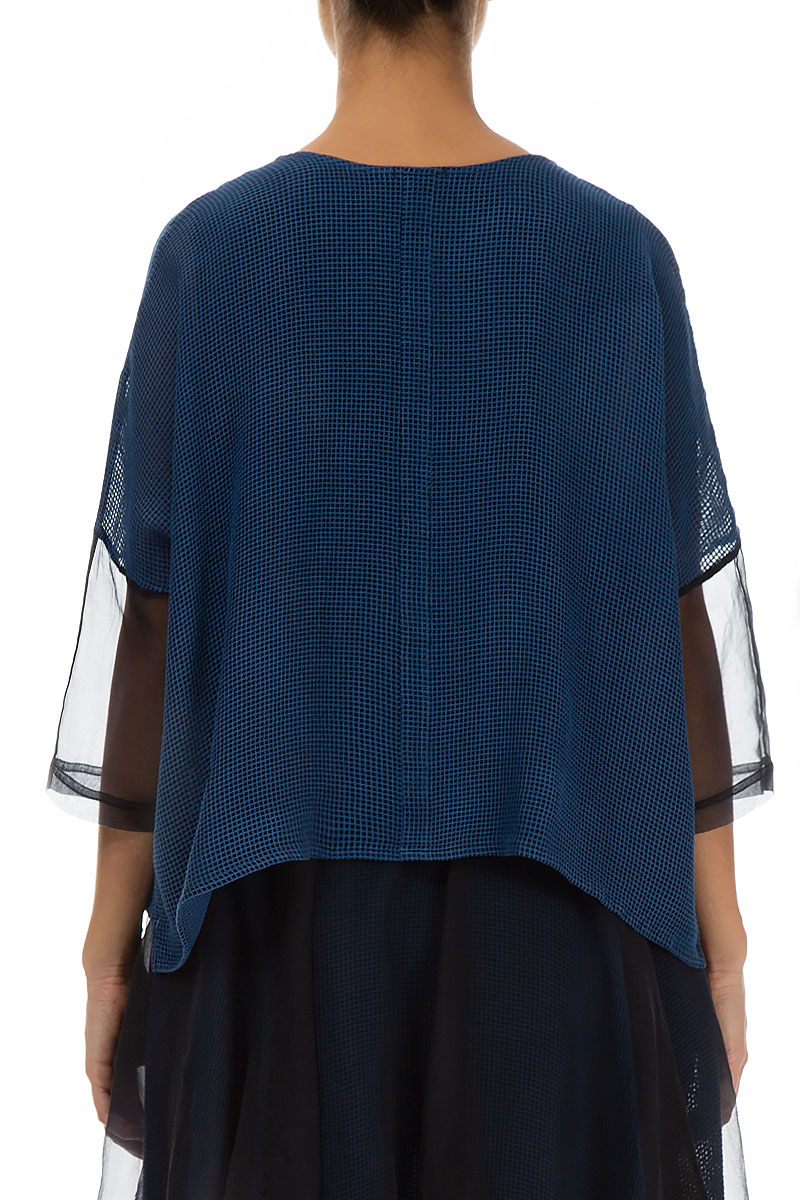 Mixed Media Cobalt Blue Silk Mesh Jacket 2