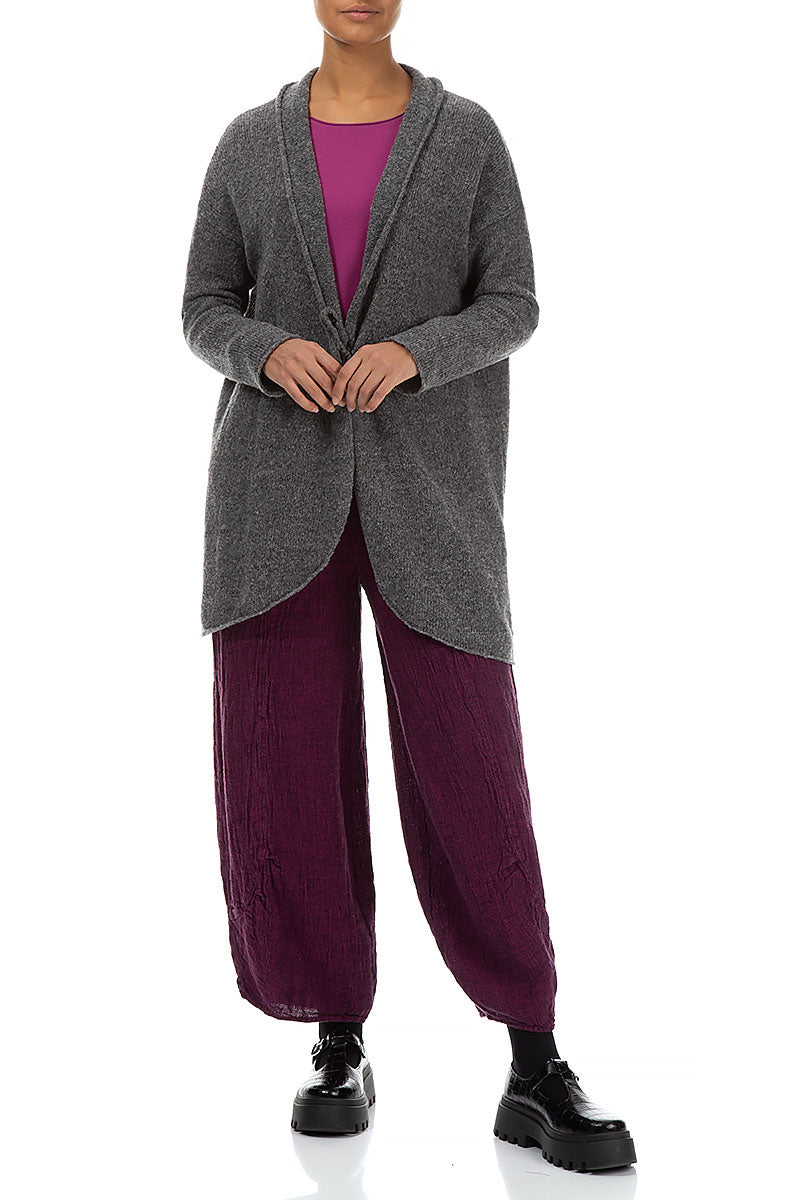 Pin Closure Grey Wool Cardigan 5