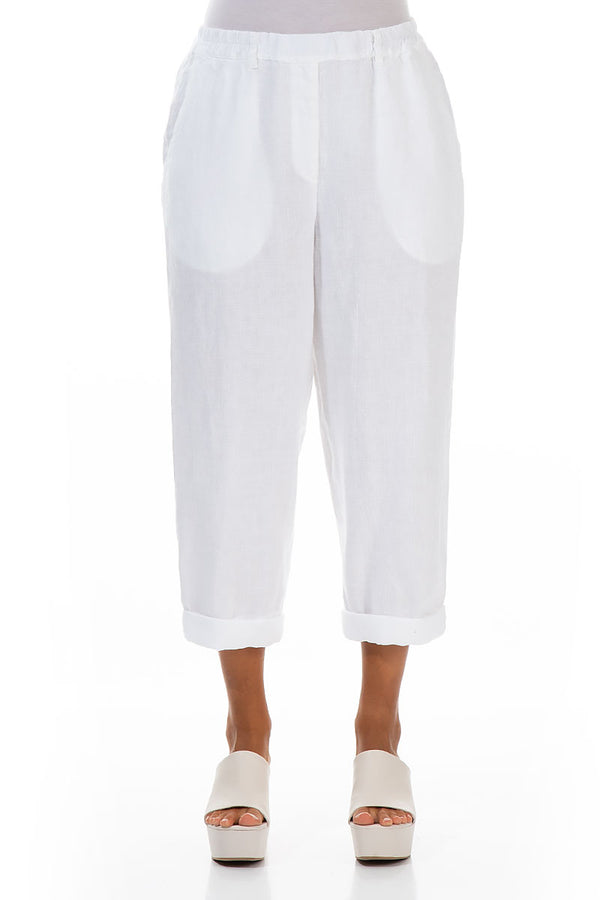 Roll Up White Linen Trousers 1