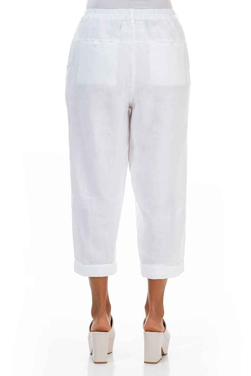 Roll Up White Linen Trousers 2