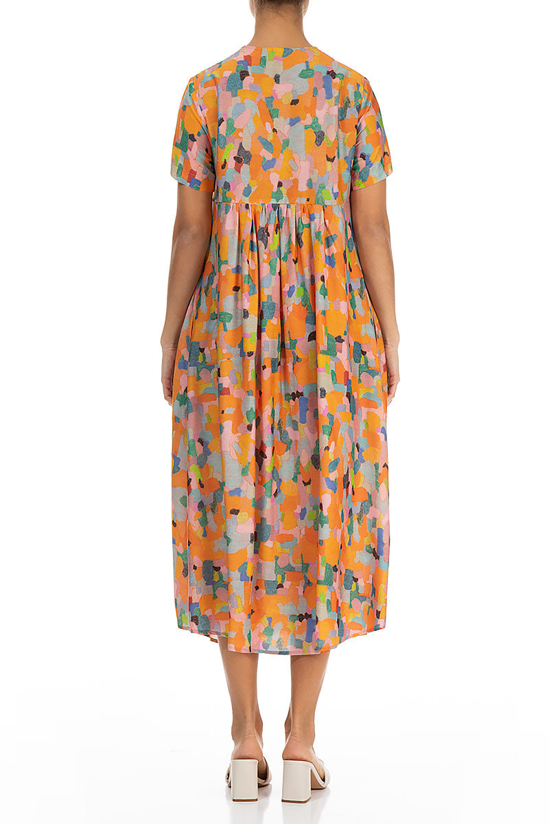 Romantic Orange Burst Silk Bamboo Dress 2
