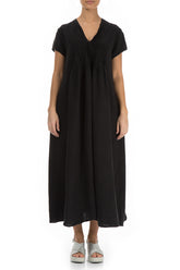 Romantic Black Linen Dress 1