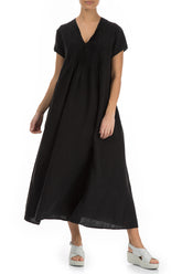 Romantic Black Linen Dress 4