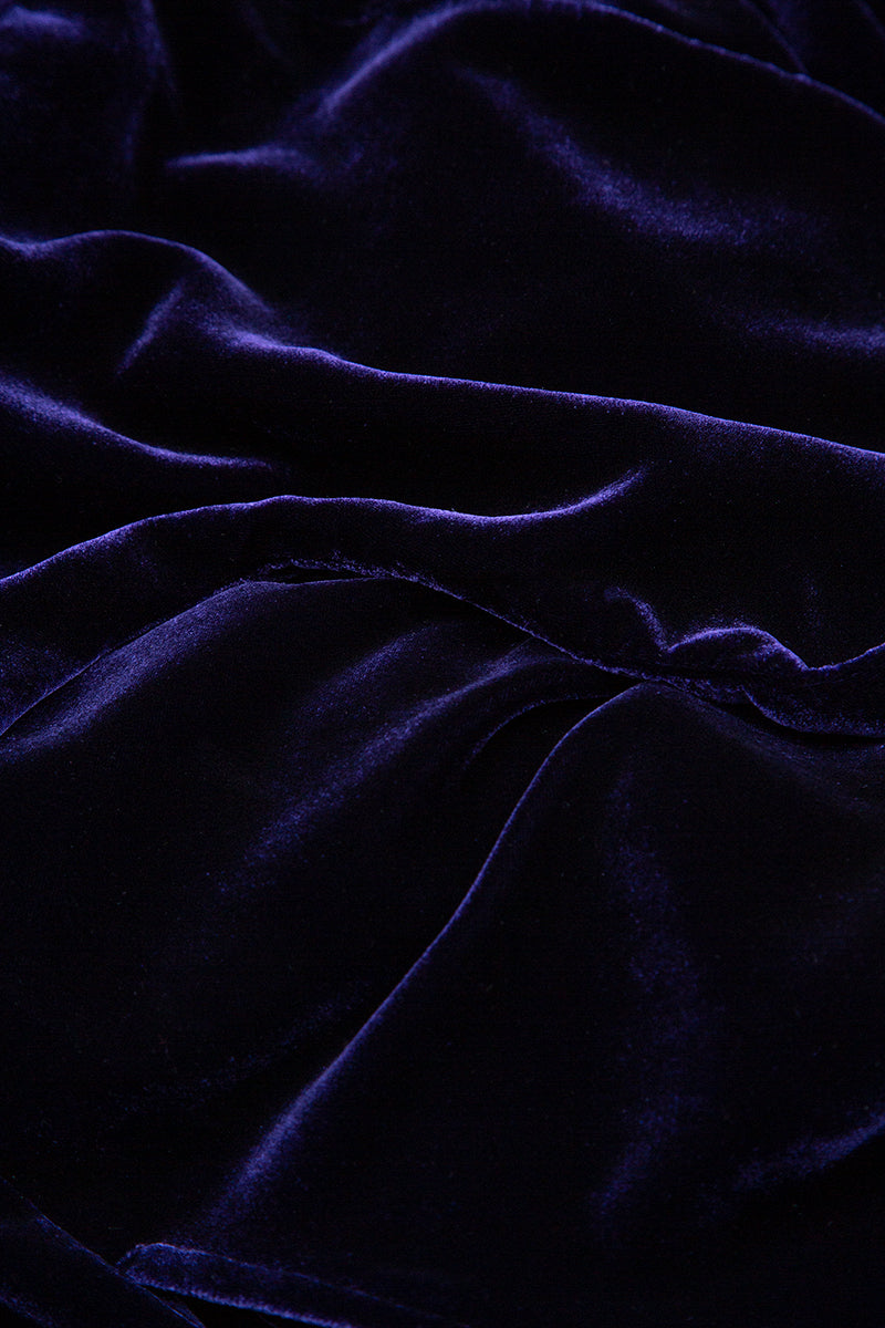 Wide Royal Purple Silk Velvet Scarf 4