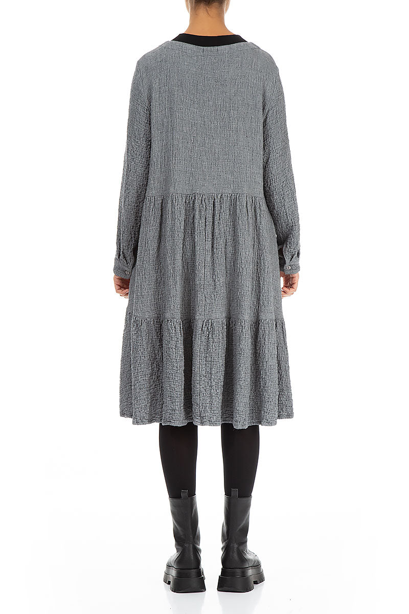 Ruffle Hem Grey Wool Bomber Dress 2
