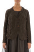 Short Crinkled Chocolate Brown Silk Linen Jacket 1