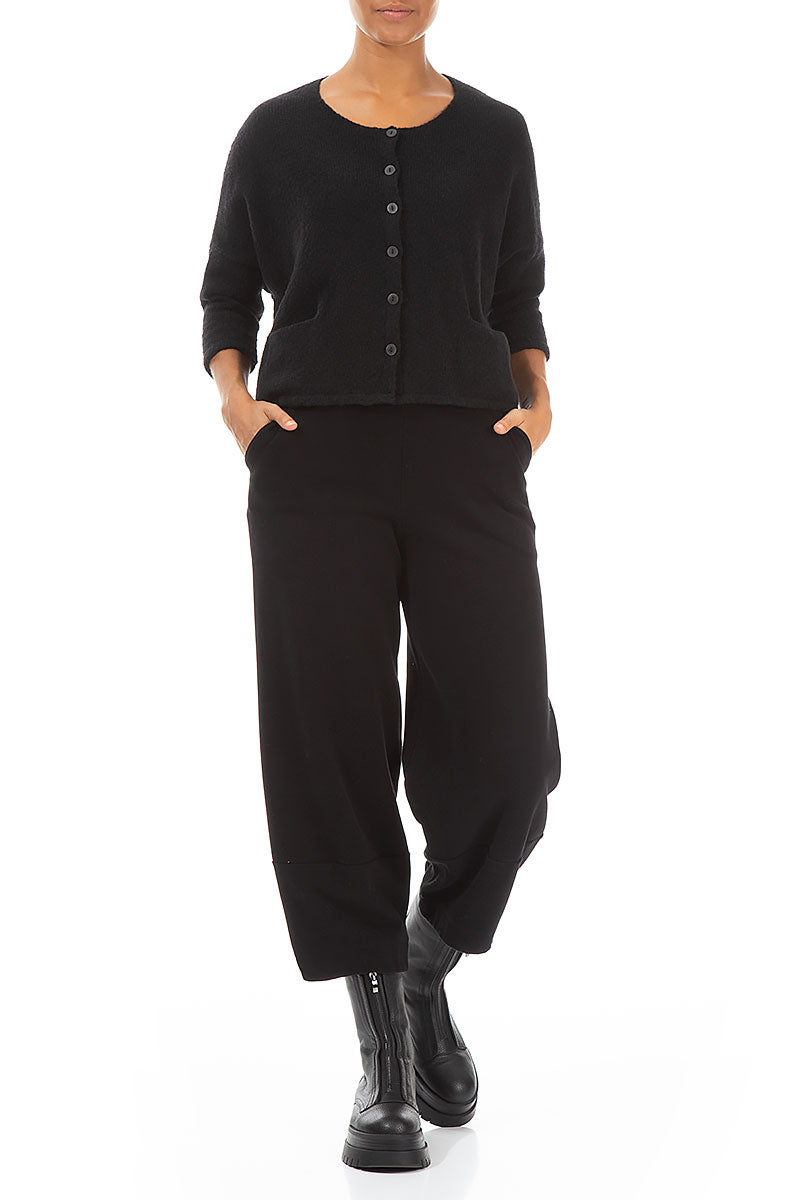 Short Loose Black Wool Cardigan 4