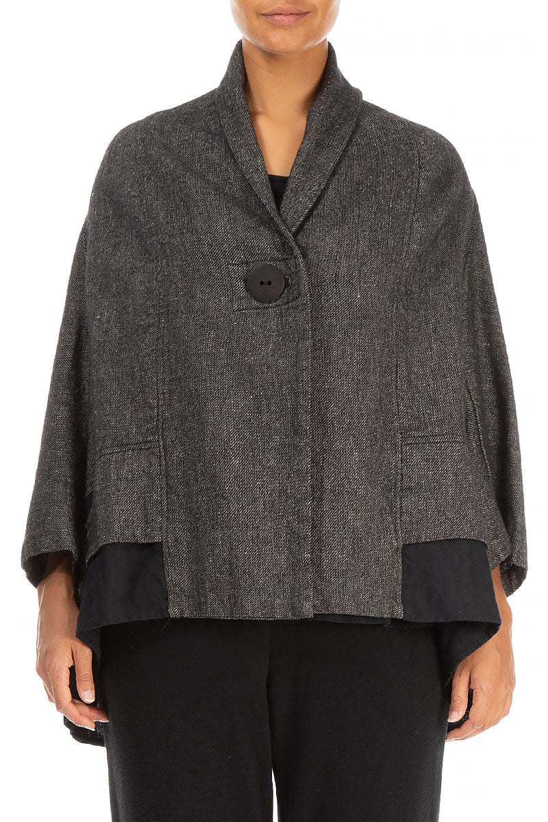 Single Button Grey Wool Linen Jacket 1