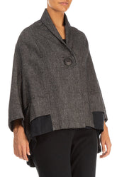 Single Button Grey Wool Linen Jacket 3