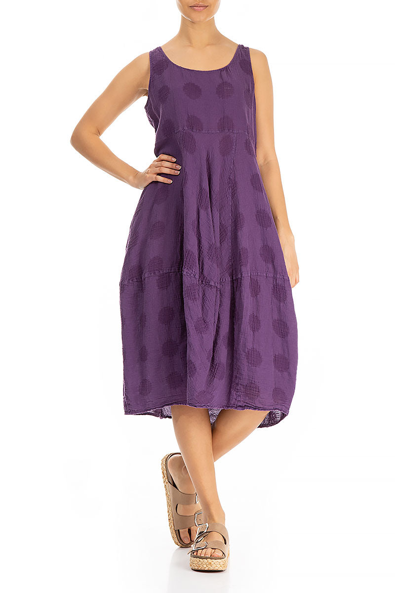 Sleeveless Balloon Purple Linen Dress 4