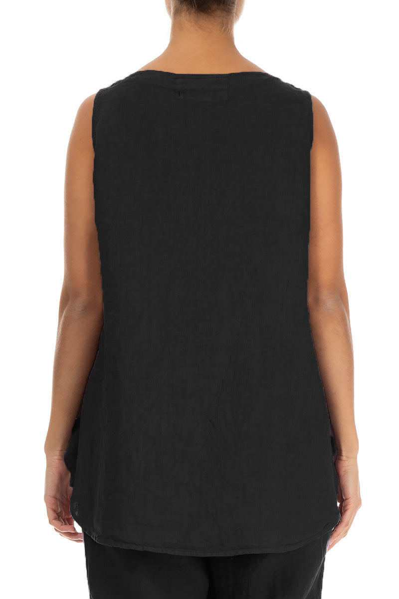 Sleeveless Black Linen Top 2