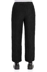 Straight Crinkled Black Silk Trousers 2
