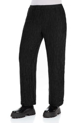 Straight Crinkled Black Silk Trousers 3