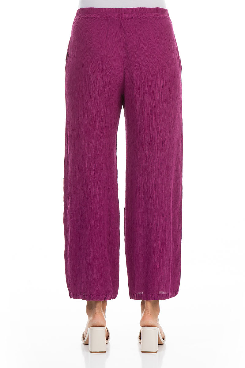 Straight Cropped Orchid Silk Viscose Trousers 2