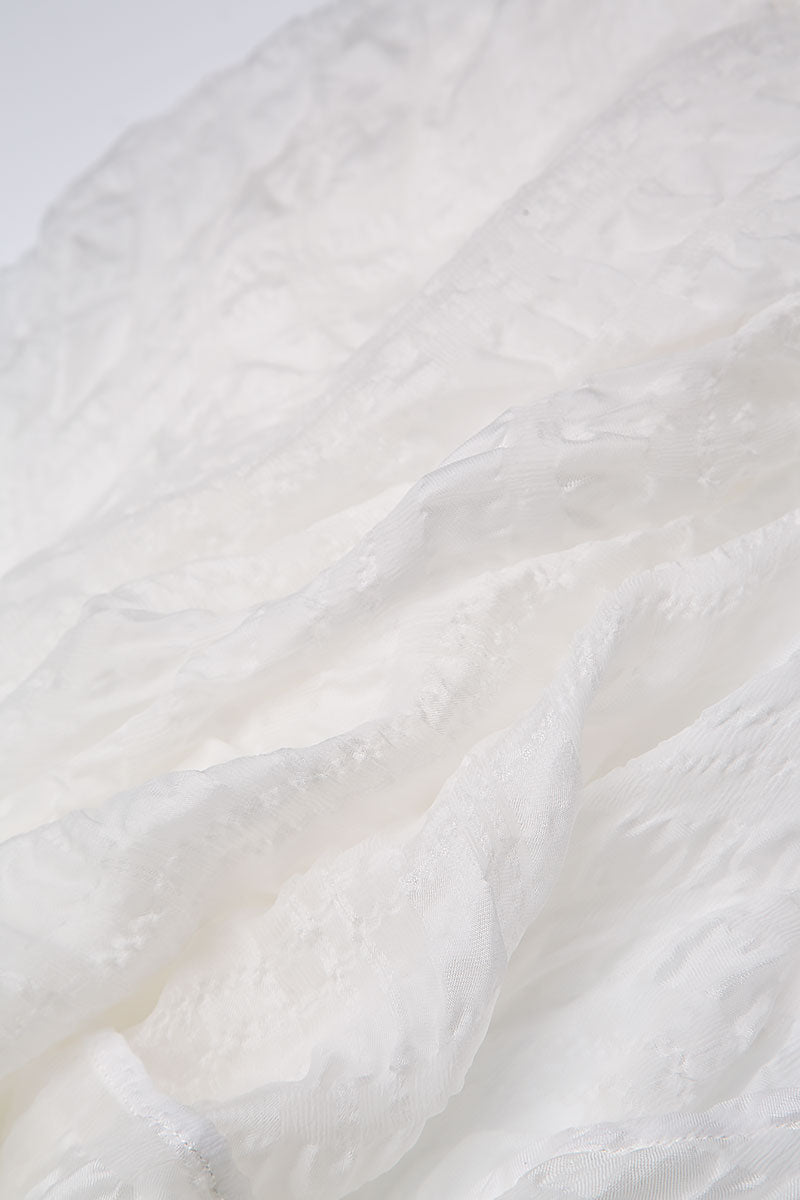White Textured Kaftan Silk Blouse 6