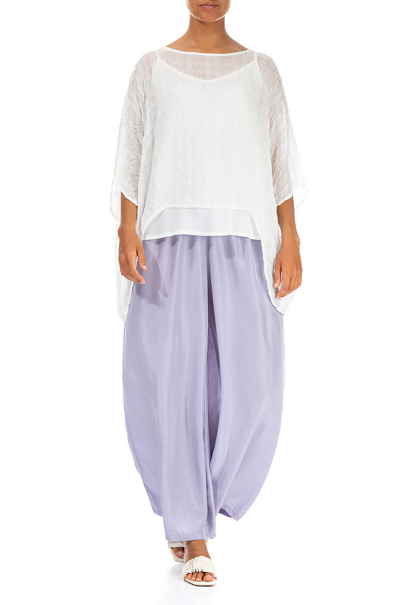 White Textured Kaftan Silk Blouse 5