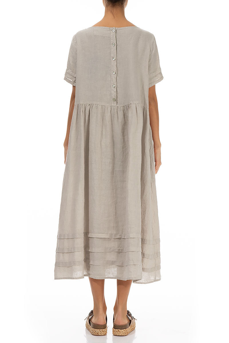 Tucks Decorated Natural Linen Dress 2