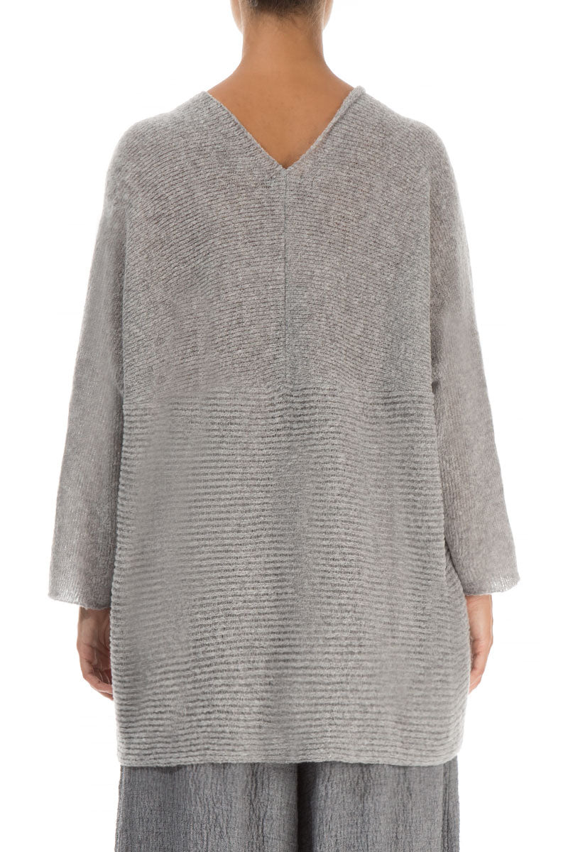 V-Neck Light Grey Wool Sweater 2