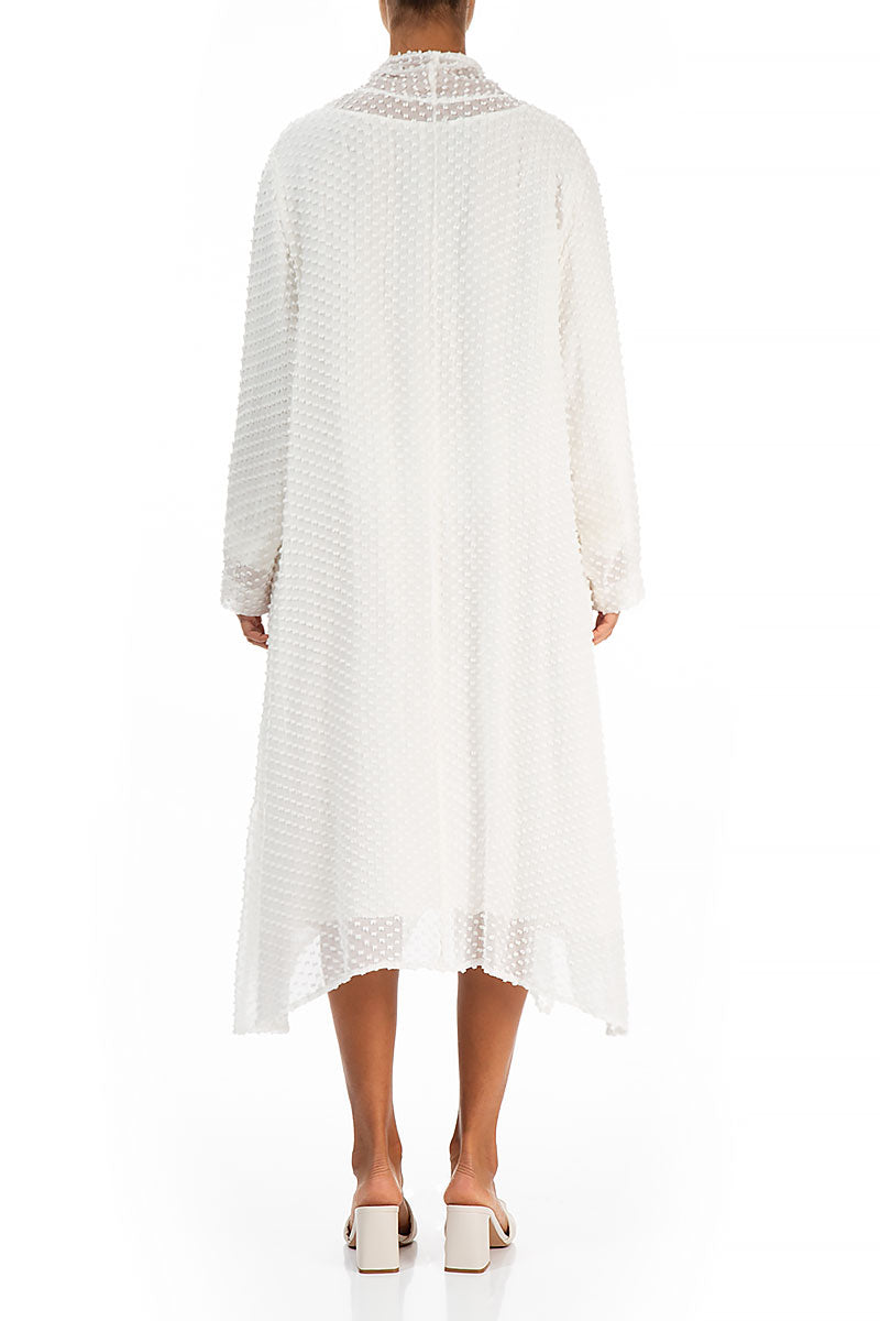 White Dotty Silk Waterfall Jacket 2