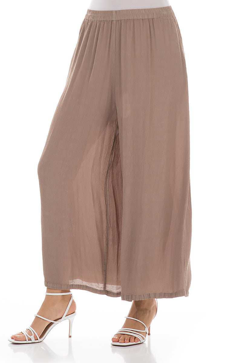 Wide Cappuccino Viscose Trousers 3