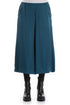 Wide Cropped Peacock Blue Silk Trousers 1