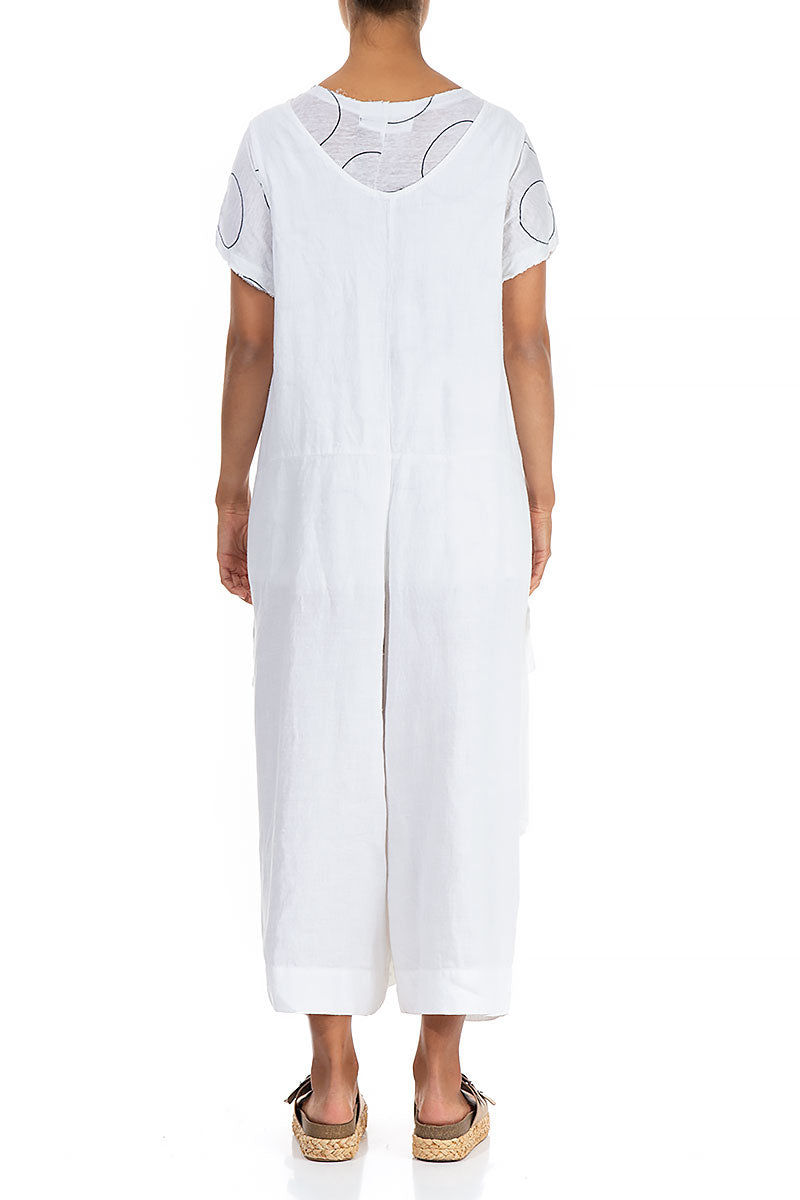 Wide Loose White Linen Jumpsuit 2