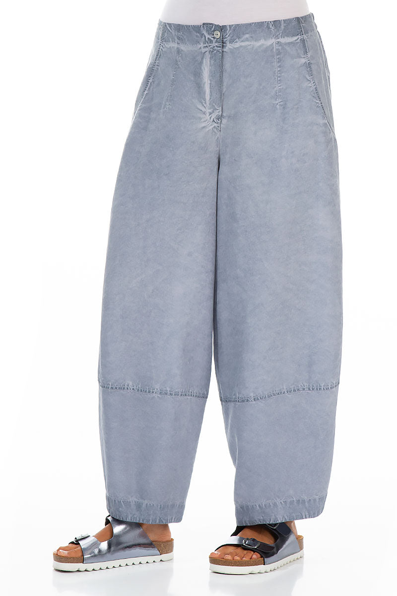 Wide Washed Effect Denim Silk Linen Trousers 3