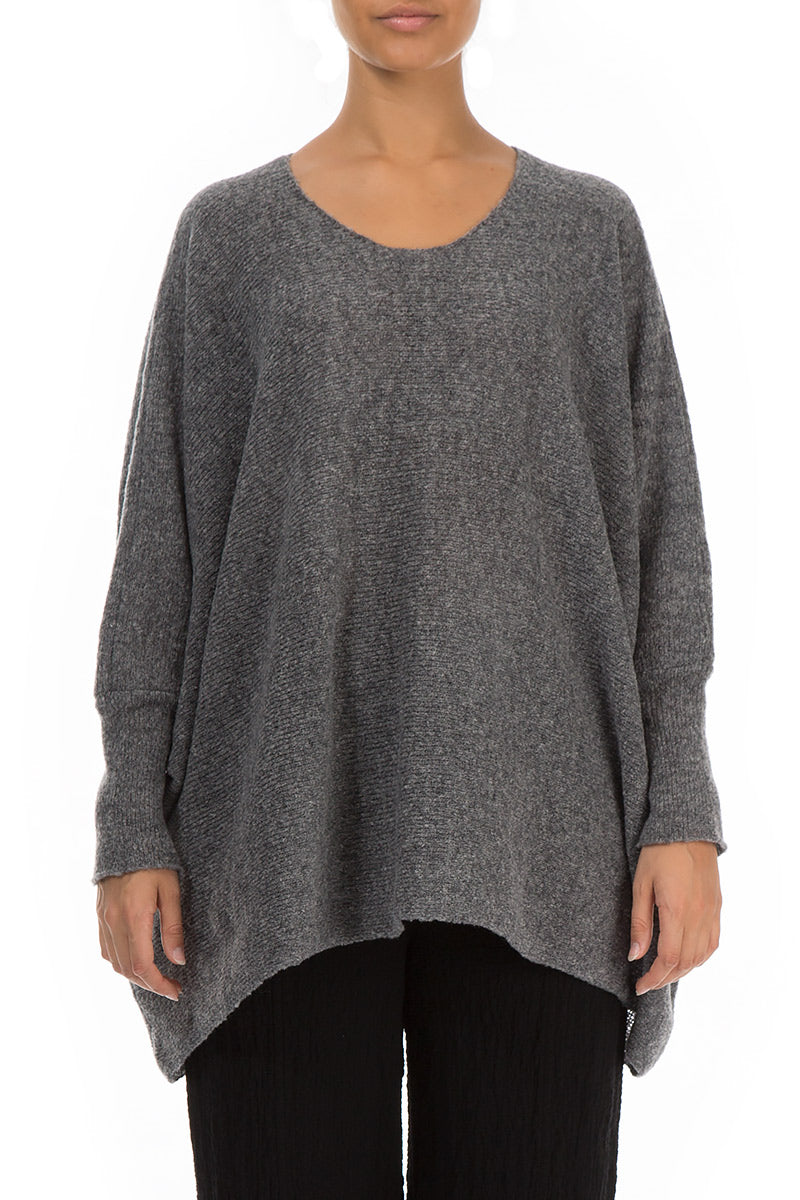 Wide Boxy Grey Wool Sweater 1