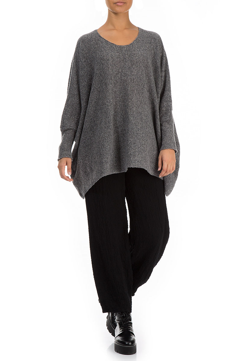 Wide Boxy Grey Wool Sweater 4