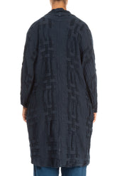 Woven Texture Dark Navy Linen Jacket 2