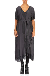 Wrap Leaves Anthracite Viscose Dress 1