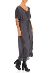 Wrap Leaves Anthracite Viscose Dress 3