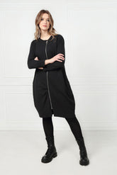 Zip Front Grey Wavy Cotton Dress 6