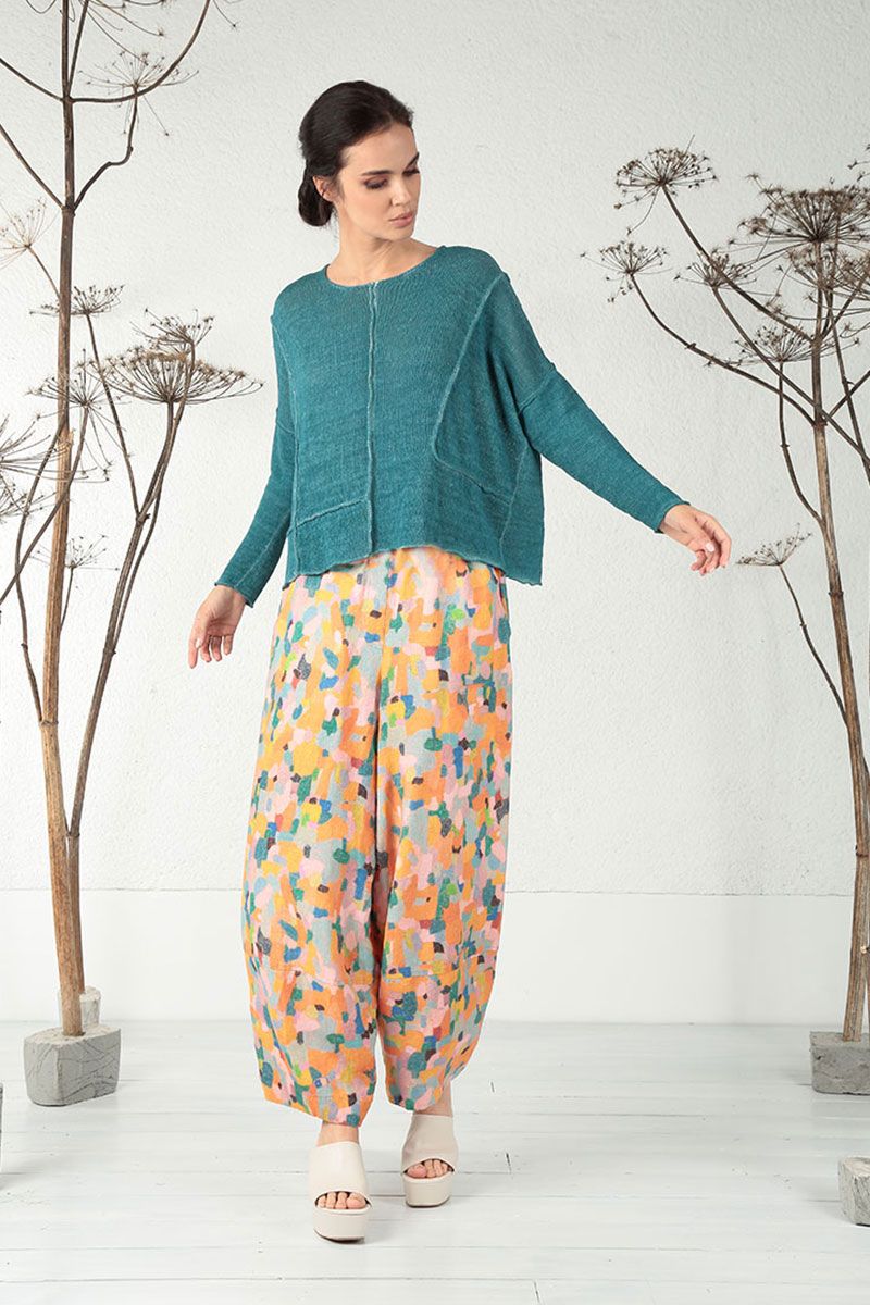 Pantalon ample en Lin pur Orange Burst