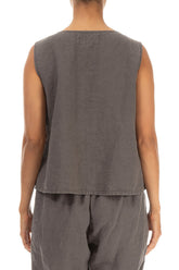Ruffled Fringed Truffle Linen Blouse 2