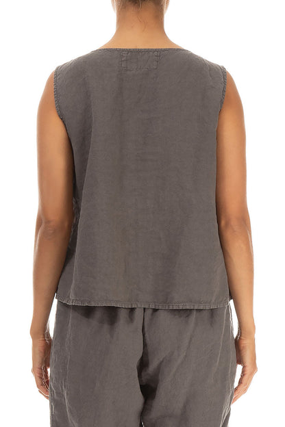 Ruffled Fringed Truffle Linen Blouse 2