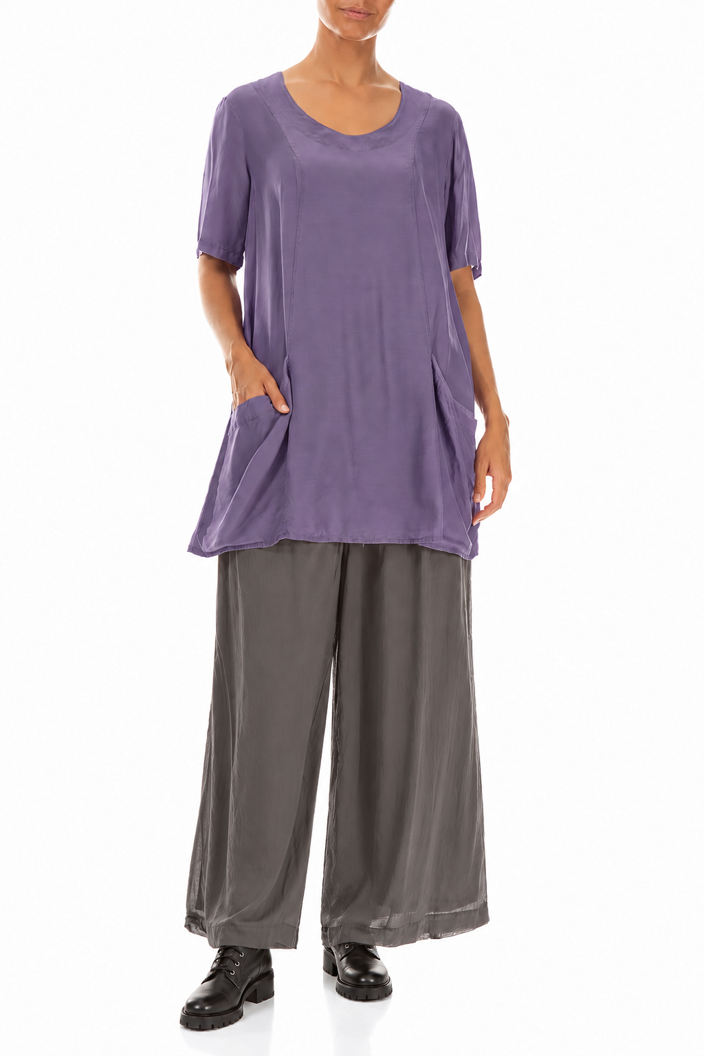Two Pockets Purple Silk Bamboo Tunic 4