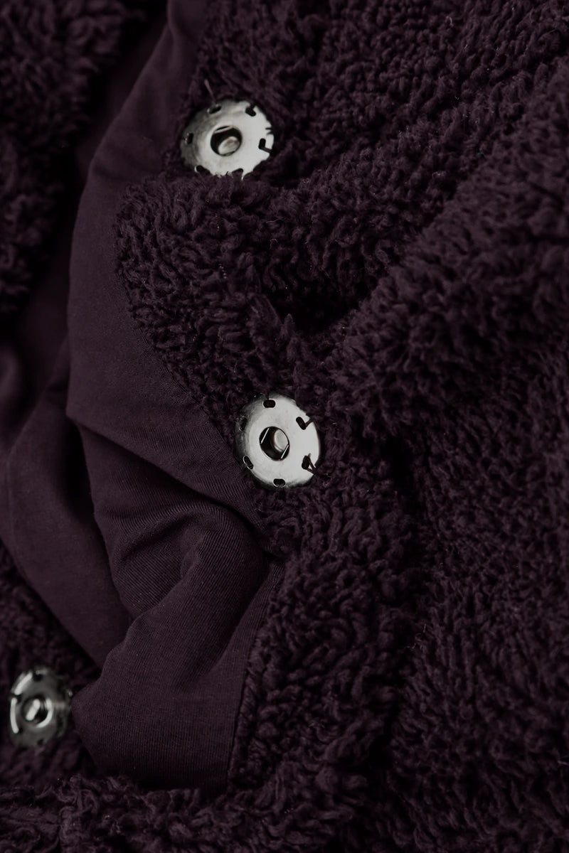 Deep Plum Teddy Cotton Coat