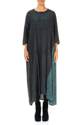 A-Line Peacock Feather Silk Bamboo Maxi Dress 1