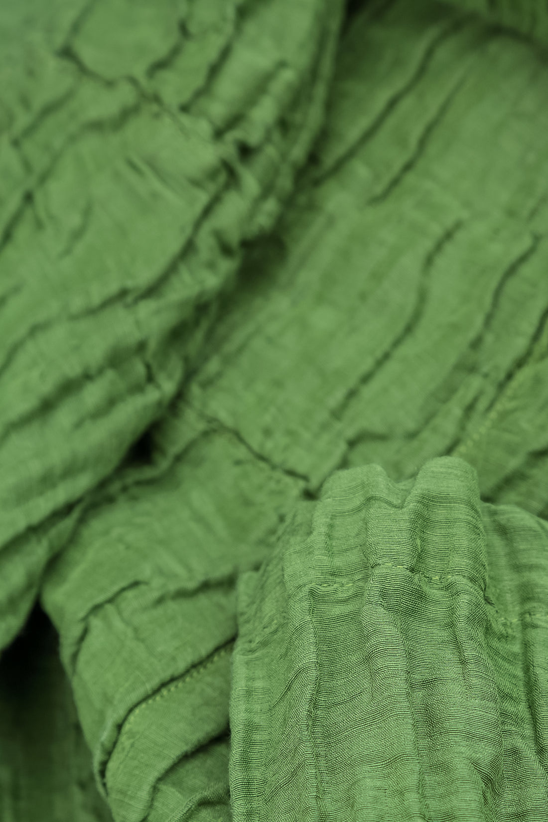 A-Line Shamrock Green Crinkled Silk Linen Dress 5