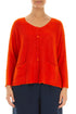 A-Line Two Pockets Flame Orange Linen Jumper 1
