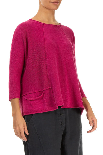A-Line Two Pockets Fuchsia Linen Jumper 3