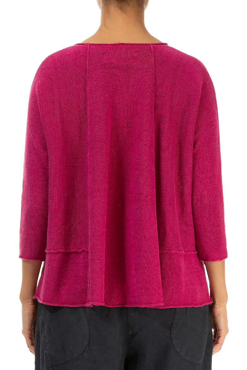 A-Line Two Pockets Fuchsia Linen Jumper 2