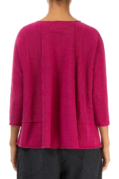 A-Line Two Pockets Fuchsia Linen Jumper 2