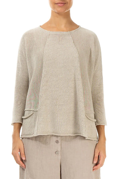 A-Line Two Pockets Natural Linen Jumper 1