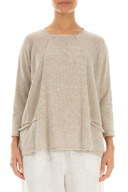 A-Line Two Pockets Natural Linen Jumper 1
