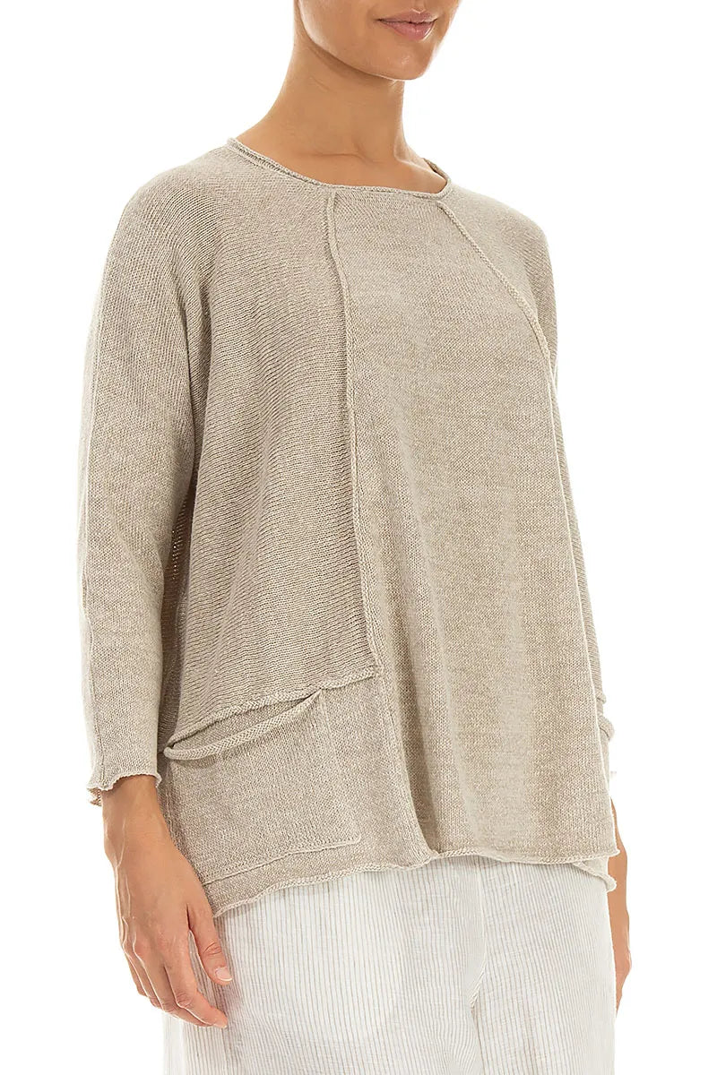 A-Line Two Pockets Natural Linen Jumper 3