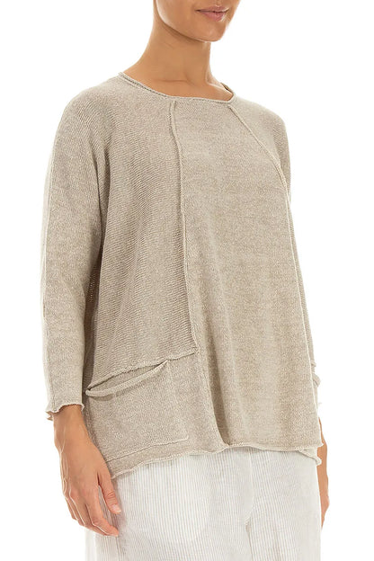 A-Line Two Pockets Natural Linen Jumper 3